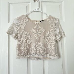 white lacy crop top